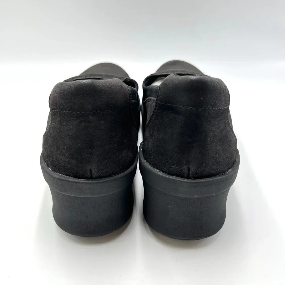 Clarks Womens Size‎ 11 Step Rose Moon Black Comfort Wedges Loafers Shoes New